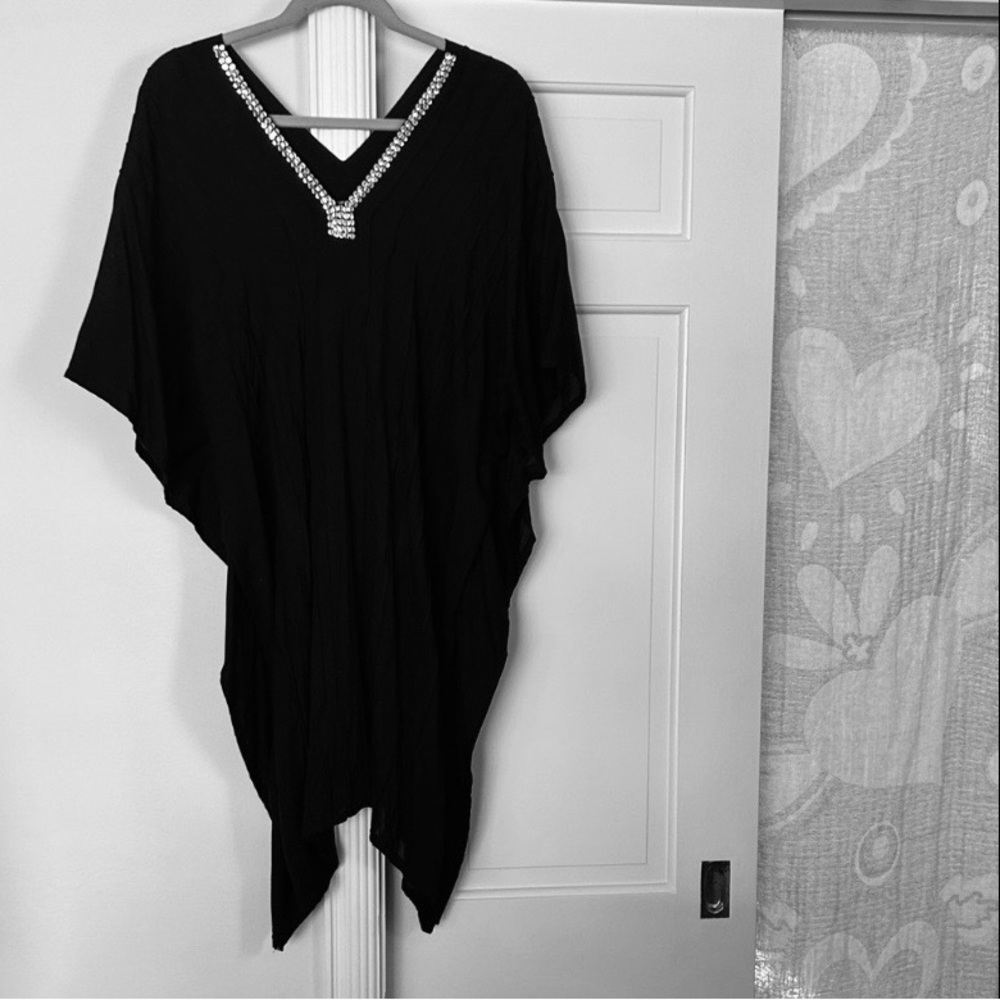Swim Coverup V-Neck Embellishments Coverup Dress Black Coco Kai NEW - Picture 9 of 15
